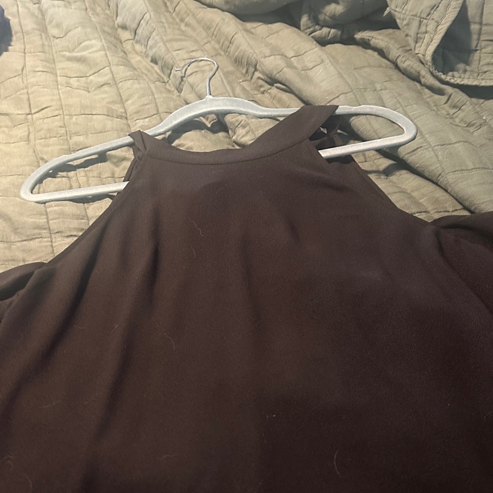 1. State black cold shoulder top. Size large